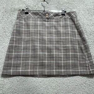 Express‎ Skirt Women's 8 Brown Tan White Check Button Back Zip Casual Pencil